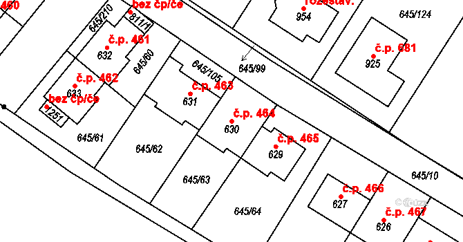 Líbeznice 464 na parcele st. 630 v KÚ Líbeznice, Katastrální mapa