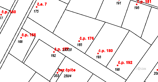Černuc 176 na parcele st. 185 v KÚ Černuc, Katastrální mapa