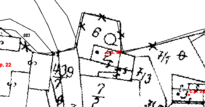 Hobšovice 45 na parcele st. 2 v KÚ Hobšovice, Katastrální mapa