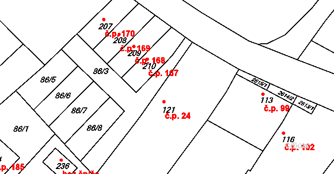 Novosedly nad Nežárkou 24 na parcele st. 121 v KÚ Novosedly nad Nežárkou, Katastrální mapa