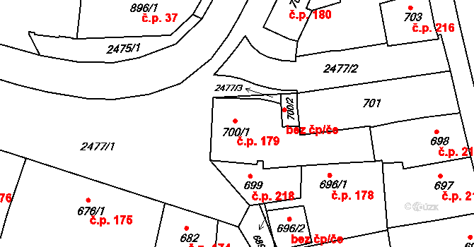 Třeboň II 179, Třeboň na parcele st. 700/1 v KÚ Třeboň, Katastrální mapa