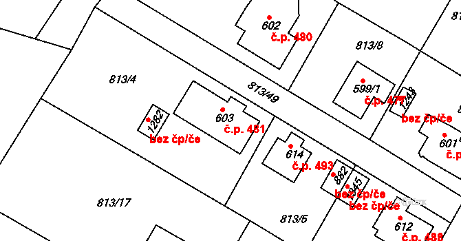 Hejnice 481 na parcele st. 603 v KÚ Hejnice, Katastrální mapa