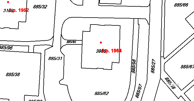 Blansko 1964 na parcele st. 3955 v KÚ Blansko, Katastrální mapa
