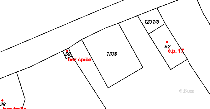 Hlinné 28, Tisová na parcele st. 1216/1 v KÚ Jemnice u Tisové, Katastrální mapa