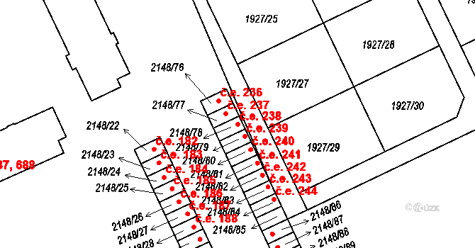 Bechyně 238 na parcele st. 2148/78 v KÚ Bechyně, Katastrální mapa