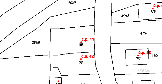 Trnovany 41 na parcele st. 89 v KÚ Trnovany u Litoměřic, Katastrální mapa