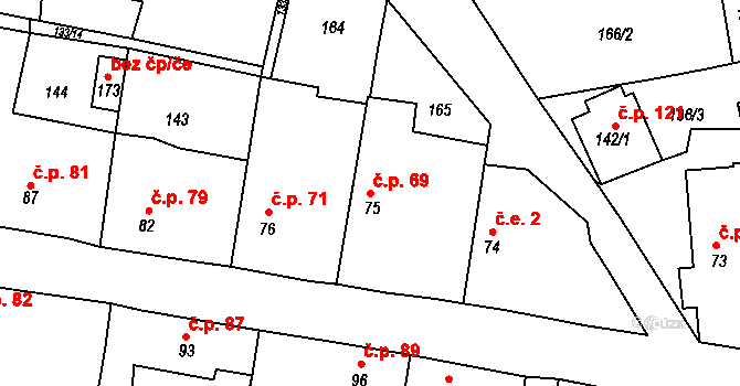 Krchleby 69, Staňkov na parcele st. 75 v KÚ Krchleby u Staňkova, Katastrální mapa