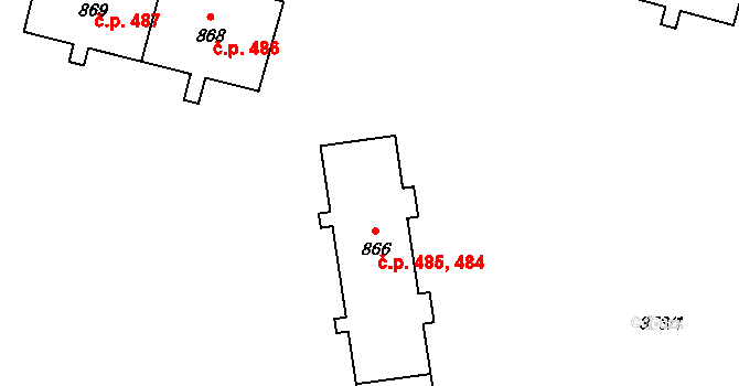Úšovice 484,485, Mariánské Lázně na parcele st. 866 v KÚ Úšovice, Katastrální mapa