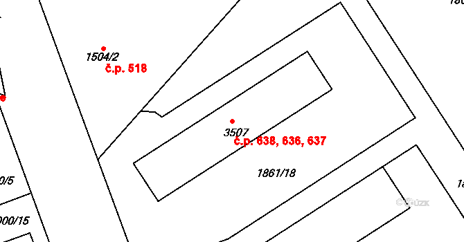 Kolín IV 636,637,638, Kolín na parcele st. 3507 v KÚ Kolín, Katastrální mapa