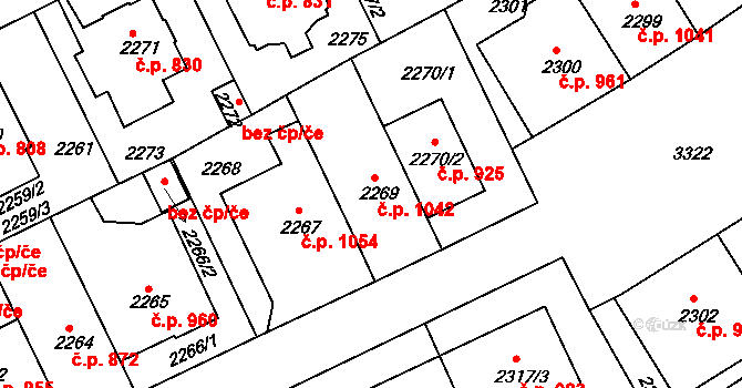 Michle 1042, Praha na parcele st. 2269 v KÚ Michle, Katastrální mapa