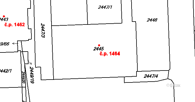 Chodov 1464, Praha na parcele st. 2445 v KÚ Chodov, Katastrální mapa