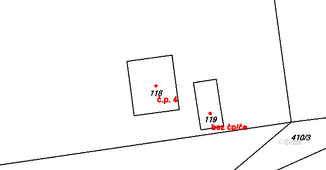 Solopysky 4, Sedlčany na parcele st. 118 v KÚ Solopysky u Třebnic, Katastrální mapa