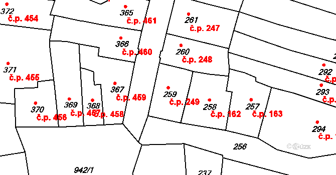 Česká Lípa 249 na parcele st. 259 v KÚ Česká Lípa, Katastrální mapa