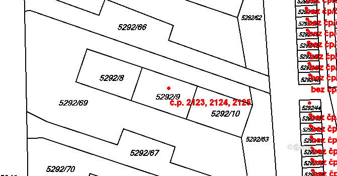 Česká Lípa 2123,2124,2125 na parcele st. 5292/9 v KÚ Česká Lípa, Katastrální mapa