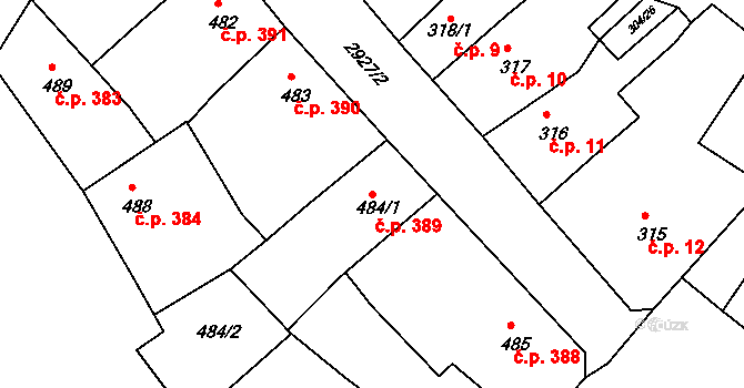Rumburk 1 389, Rumburk na parcele st. 484/1 v KÚ Rumburk, Katastrální mapa