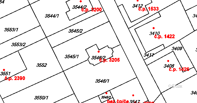 Varnsdorf 3205 na parcele st. 3546/2 v KÚ Varnsdorf, Katastrální mapa