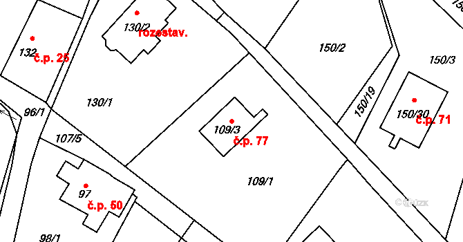 Orlov 77, Příbram na parcele st. 109/3 v KÚ Orlov, Katastrální mapa