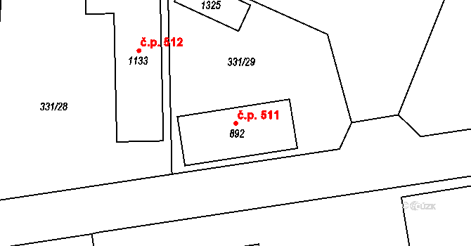 Ždírec nad Doubravou 511 na parcele st. 892 v KÚ Ždírec nad Doubravou, Katastrální mapa