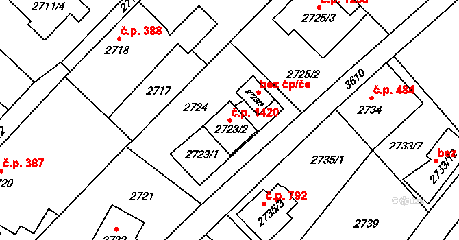 Ludgeřovice 1420 na parcele st. 2723/2 v KÚ Ludgeřovice, Katastrální mapa