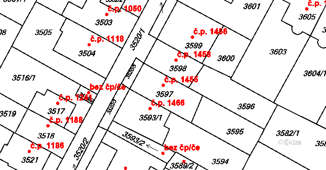 Předměstí 1455, Litoměřice na parcele st. 3597 v KÚ Litoměřice, Katastrální mapa