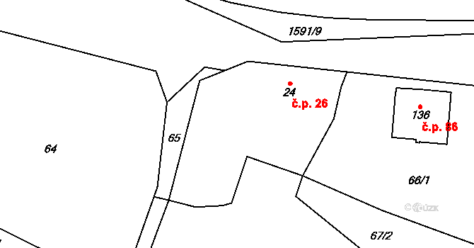Líšnice 26, Sepekov na parcele st. 24 v KÚ Líšnice u Sepekova, Katastrální mapa