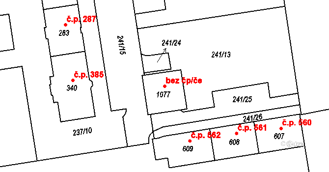 Ostrava 38198614 na parcele st. 1077 v KÚ Hrabůvka, Katastrální mapa