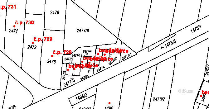 Klobouky u Brna 42682614 na parcele st. 2477/7 v KÚ Klobouky u Brna, Katastrální mapa