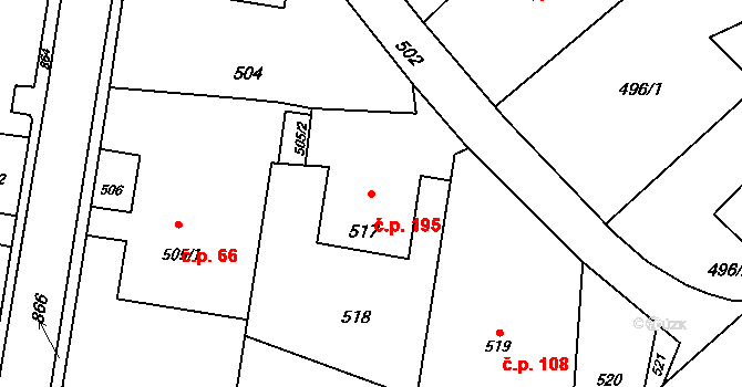 Děhylov 195 na parcele st. 517 v KÚ Děhylov, Katastrální mapa