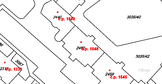 Kateřinky 1546, Opava na parcele st. 2460 v KÚ Kateřinky u Opavy, Katastrální mapa