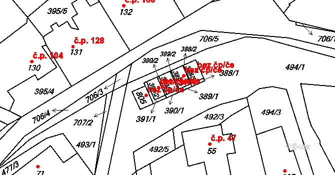 Trnová 45766614 na parcele st. 390/3 v KÚ Trnová u Plzně, Katastrální mapa