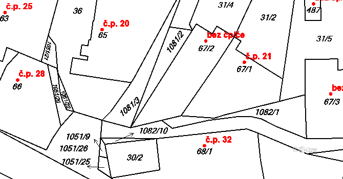 Všestary 46165614 na parcele st. 67/2 v KÚ Všestary u Říčan, Katastrální mapa