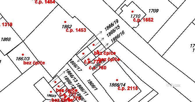 Louny 46252614 na parcele st. 1866/16 v KÚ Louny, Katastrální mapa