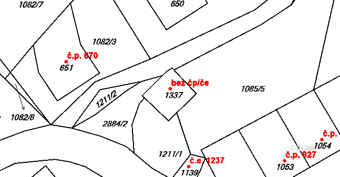 Kořenov 49029614 na parcele st. 1337 v KÚ Polubný, Katastrální mapa