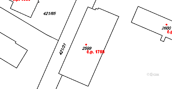 Přelouč 1758 na parcele st. 2599 v KÚ Přelouč, Katastrální mapa