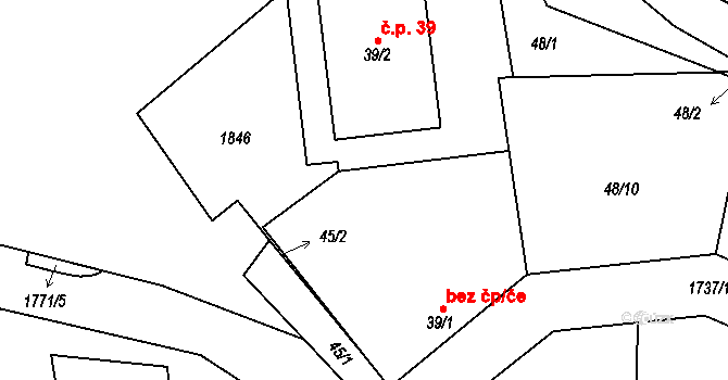 Sviny 49892614 na parcele st. 39/1 v KÚ Sviny, Katastrální mapa