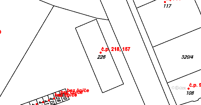 Třemošnice 157,218 na parcele st. 226 v KÚ Třemošnice nad Doubravou, Katastrální mapa