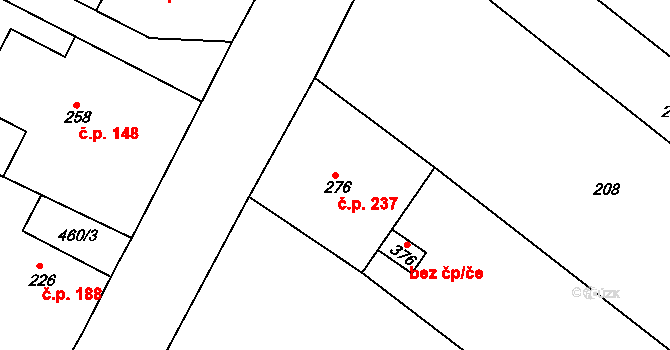 Rosice 237 na parcele st. 276 v KÚ Rosice u Chrasti, Katastrální mapa