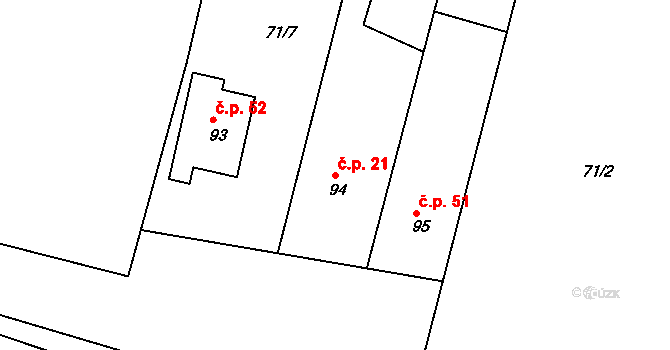 Míčov 21, Míčov-Sušice na parcele st. 94 v KÚ Míčov, Katastrální mapa