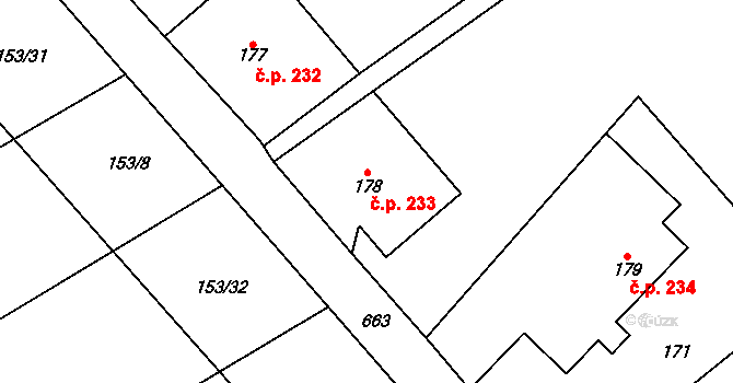 Teplice nad Metují 233 na parcele st. 178 v KÚ Teplice nad Metují, Katastrální mapa