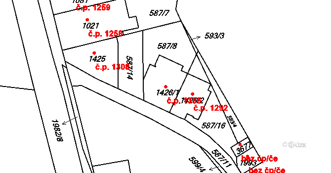 Náchod 1335 na parcele st. 1426/1 v KÚ Náchod, Katastrální mapa