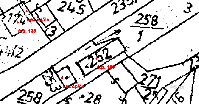 Těmice 169 na parcele st. 252 v KÚ Těmice u Kamenice nad Lipou, Katastrální mapa