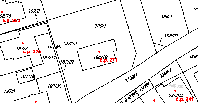 Křemže 271 na parcele st. 198/18 v KÚ Křemže, Katastrální mapa