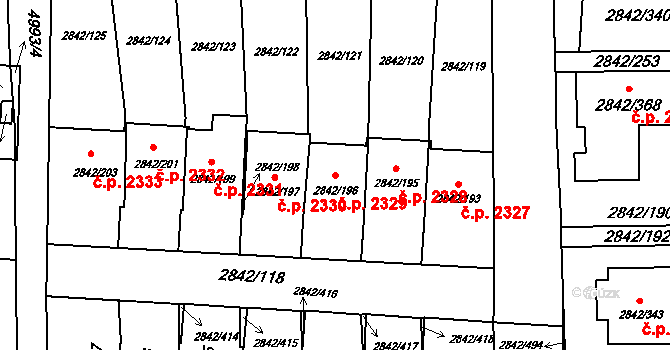 Louny 2329 na parcele st. 2842/196 v KÚ Louny, Katastrální mapa