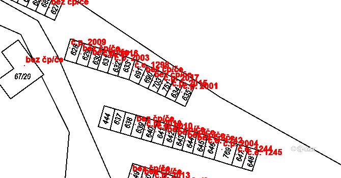 Černčice 2015 na parcele st. 634 v KÚ Černčice u Loun, Katastrální mapa