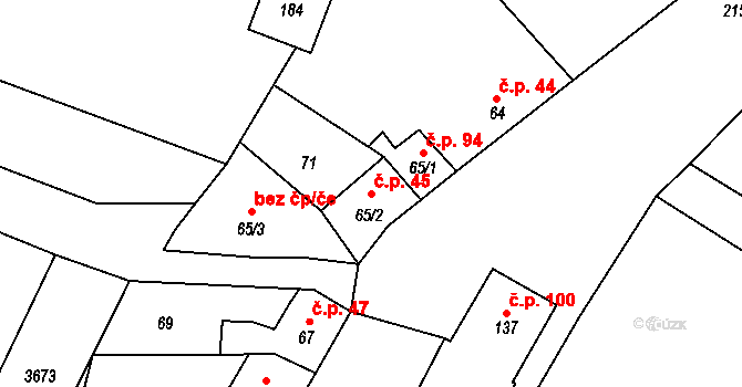 Pačlavice 45 na parcele st. 65/2 v KÚ Pačlavice, Katastrální mapa