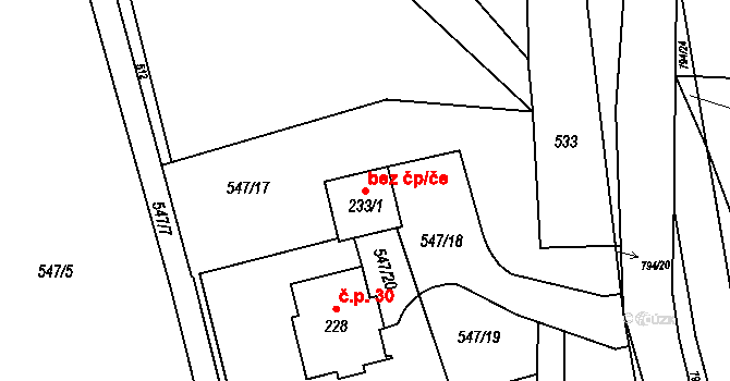 Orlické Podhůří 102601615 na parcele st. 233/1 v KÚ Rviště, Katastrální mapa