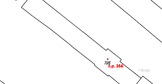 Šanov 254 na parcele st. 725 v KÚ Šanov nad Jevišovkou, Katastrální mapa