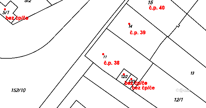 Přerov IX-Lýsky 38, Přerov na parcele st. 11 v KÚ Lýsky, Katastrální mapa