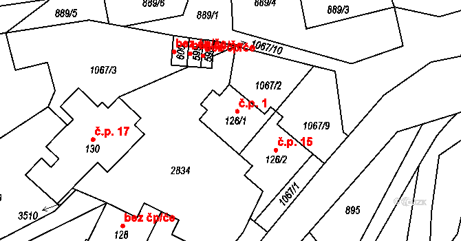Michovka 1, Koberovy na parcele st. 126/1 v KÚ Besedice, Katastrální mapa