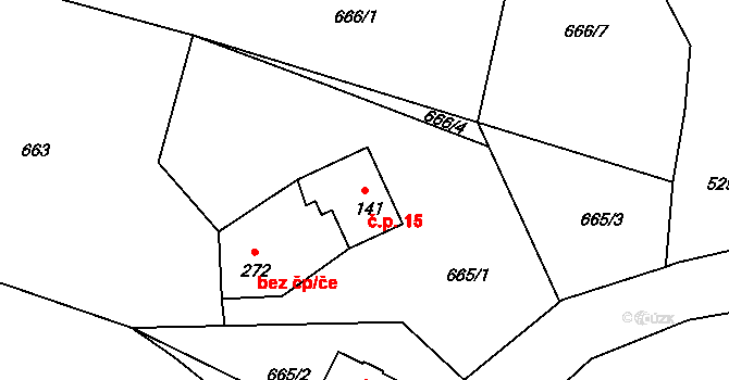 Jistebsko 15, Pěnčín na parcele st. 141 v KÚ Jistebsko, Katastrální mapa
